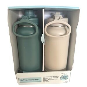 ThermoFlask Green Tan Insulated Stainless Steel Water Bottle 2pk 32oz‎